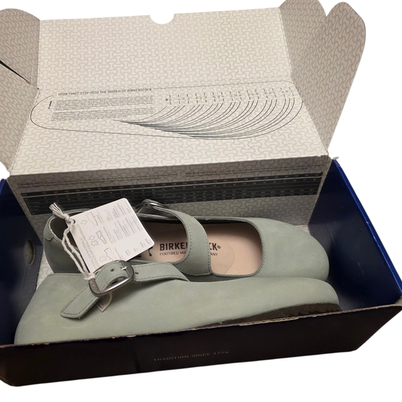 Birkenstock Tracy Sage Green Leather Mary Jane Size 10 Narrow - Picture 8 of 15